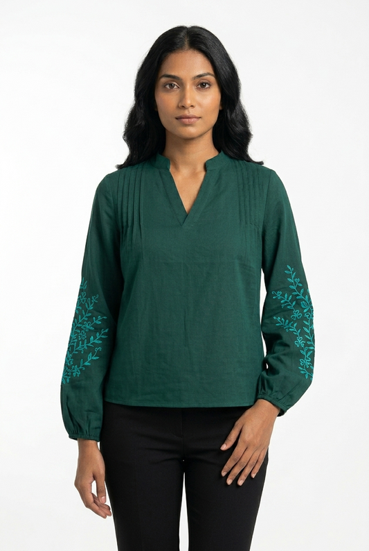 Women's Long Sleeve V-Neck Blouse
