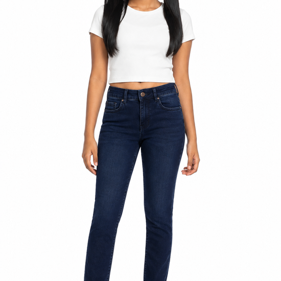 Girls' dark blue skinny jeans front view