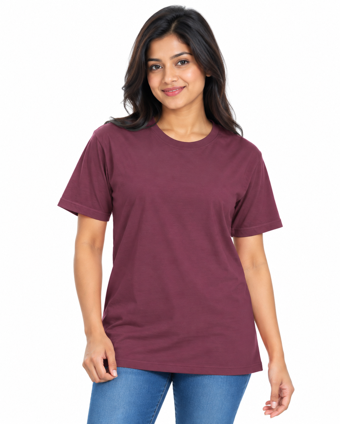 Everyday Co Women's Classic Crew Neck Solid Cotton T-Shirt - Front View (Photo 2)