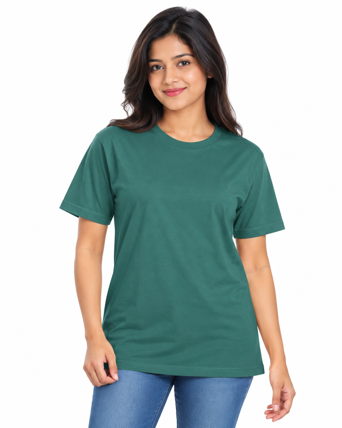 Everyday Co Women's Classic Crew Neck Solid Cotton T-Shirt - Front View (Photo 3)