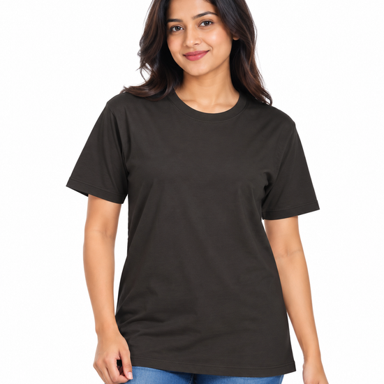 Everyday Co Women's Classic Crew Neck Solid Cotton T-Shirt - Front View (Photo 4)