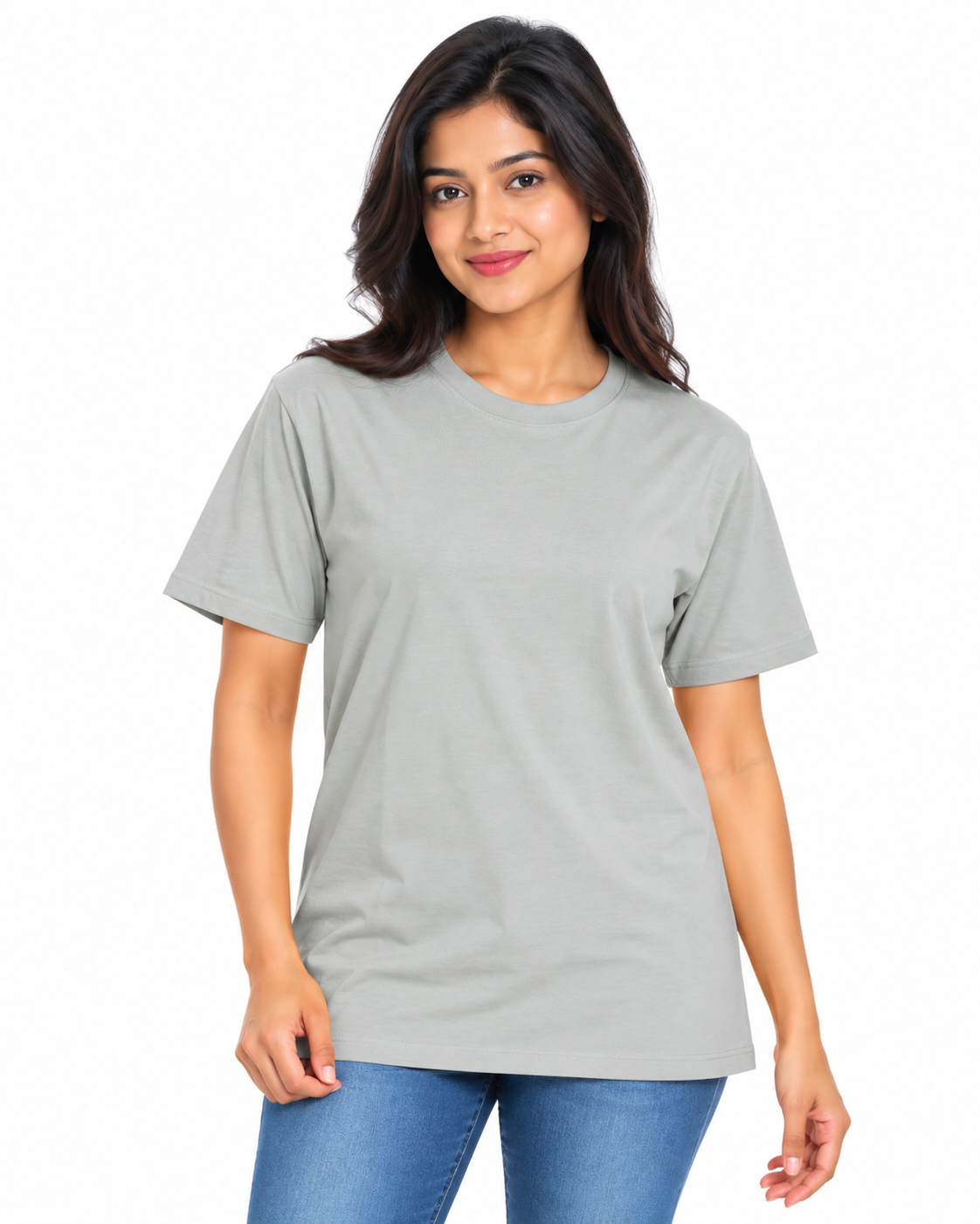 Everyday Co Women's Classic Crew Neck Solid Cotton T-Shirt - Front View (Photo 6)