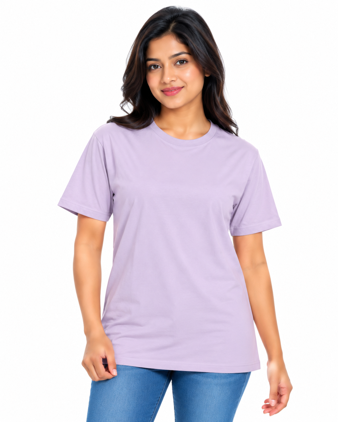 Everyday Co Women's Classic Crew Neck Solid Cotton T-Shirt - Front View (Photo 7)