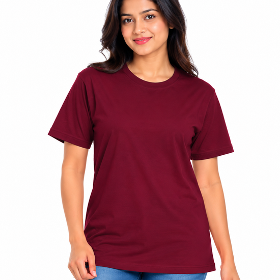 Everyday Co Women's Classic Crew Neck Solid Cotton T-Shirt - Front View (Photo 8)