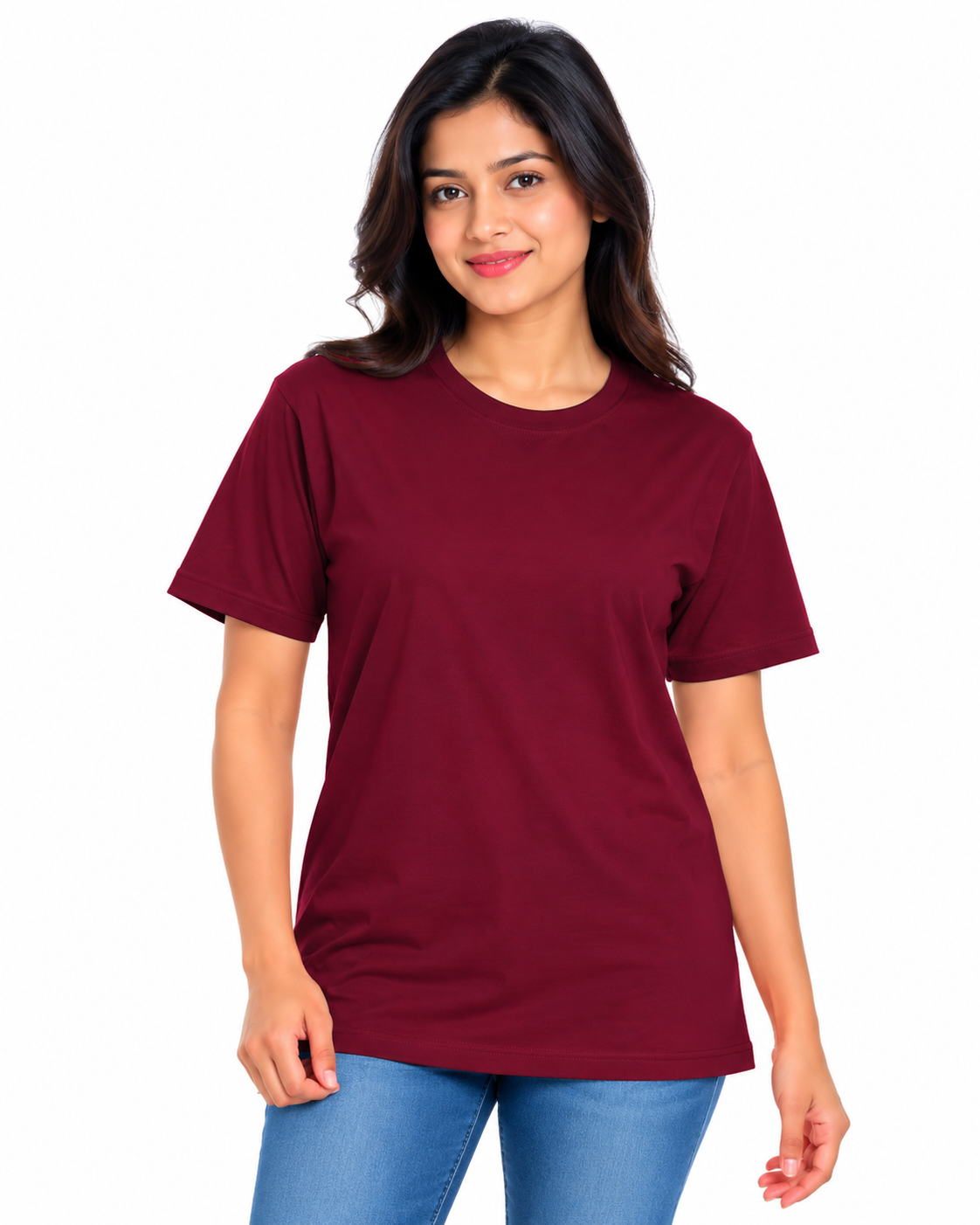 Everyday Co Women's Classic Crew Neck Solid Cotton T-Shirt - Front View (Photo 8)