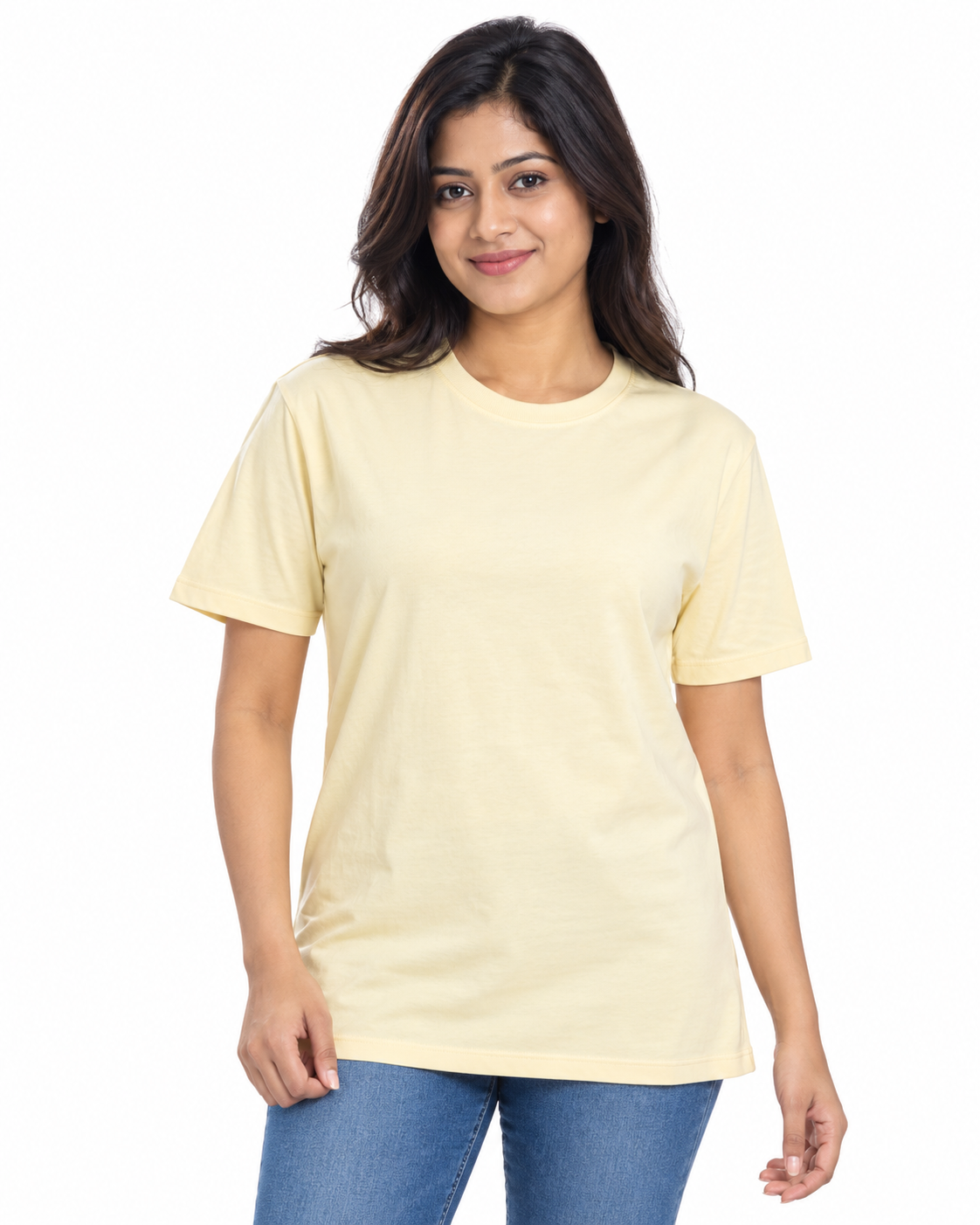 Everyday Co Women's Classic Crew Neck Solid Cotton T-Shirt - Front View (Photo 10)
