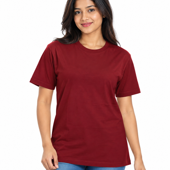 Everyday Co Women's Classic Crew Neck Solid Cotton T-Shirt - Front View (Photo 9)