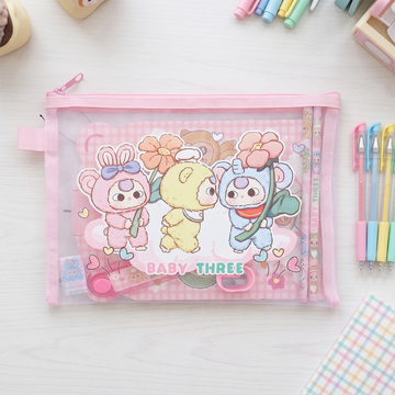 Baby Three Character Mesh Document Pouch