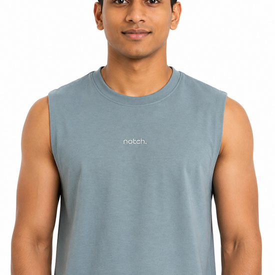 Men's grey minimal logo sleeveless T-shirt