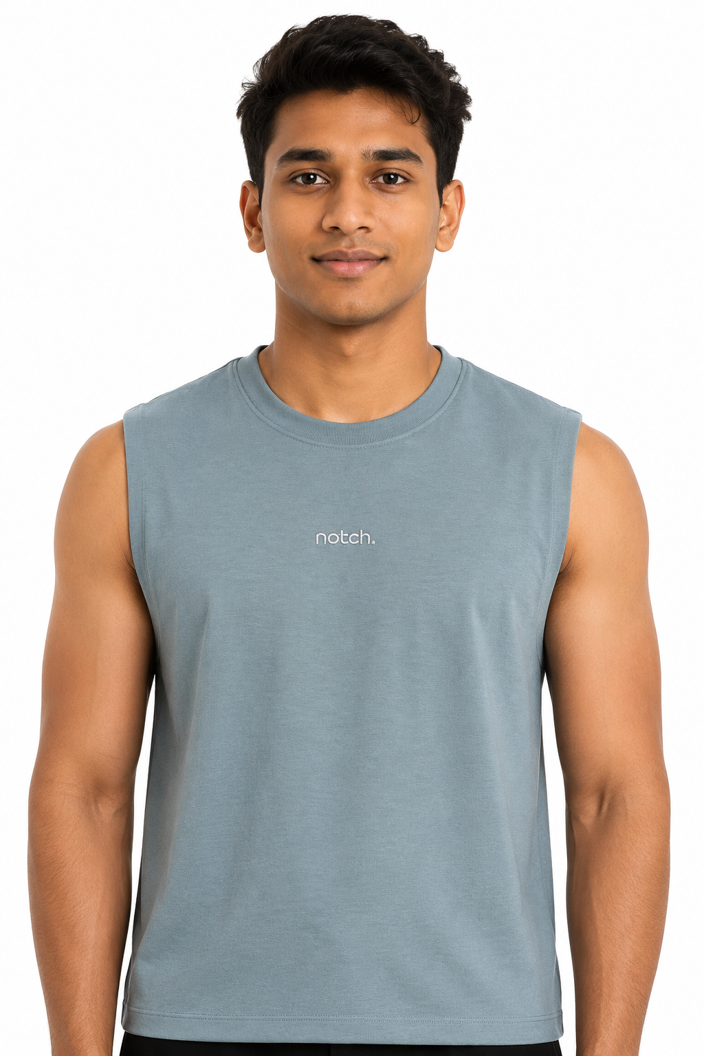 Men's grey minimal logo sleeveless T-shirt