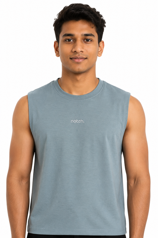 Men's grey minimal logo sleeveless T-shirt