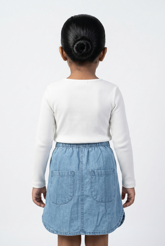 Girls' Light Blue Casual Skirt