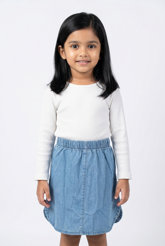 Girls' Light Blue Casual Skirt