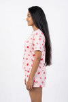 Women's Blush Pink Loungewear Pajama Set — Crew Neck Short Sleeve Nightwear