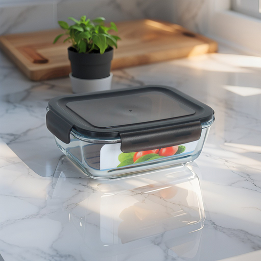 Black Glass Food Storage Box