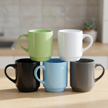 Cool Tone Short Handle Ceramic Coffee Mug