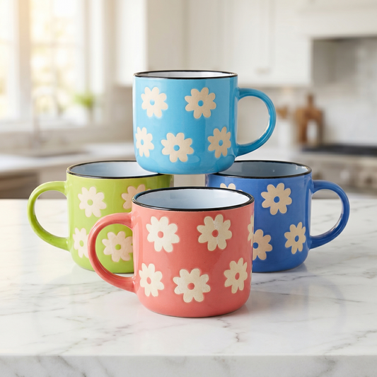 Extra Large Short Handle Ceramic Coffee Mug