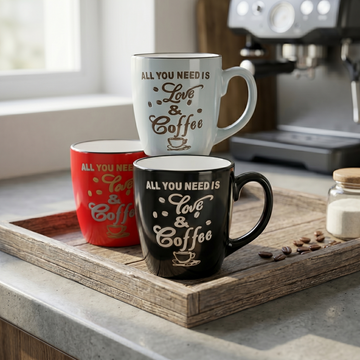 Bold Contrast Short Handle Ceramic Coffee Mug