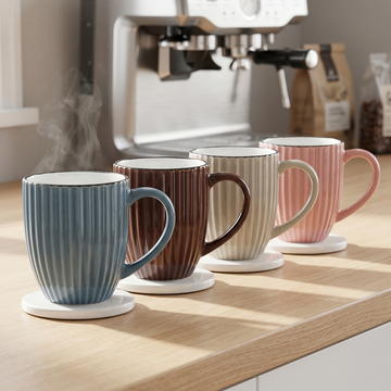 Tapered Ceramic Mug with Short Handle — Pastel Coffee & Tea Mugs