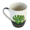 Pure Nature Botanical Leaf Ceramic Mug – Two-Tone Tropical Design