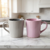 Matte Finish Ceramic Mug in Elegant Gray & Pink