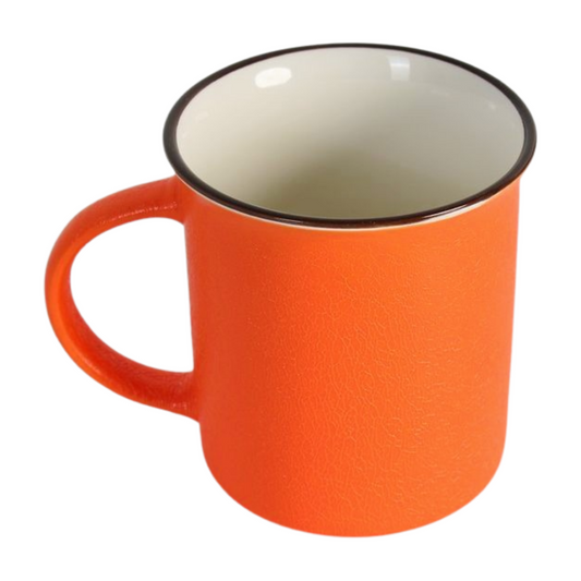 Matte Ceramic Mug in Bold Orange & Purple
