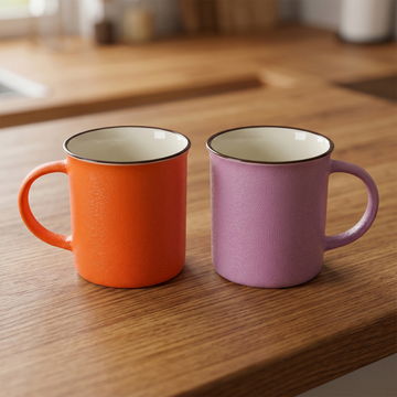 Matte Ceramic Mug in Bold Orange & Purple