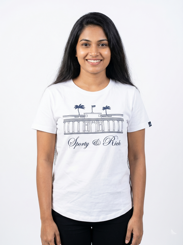 Women's White Crew Neck Short Sleeve Top