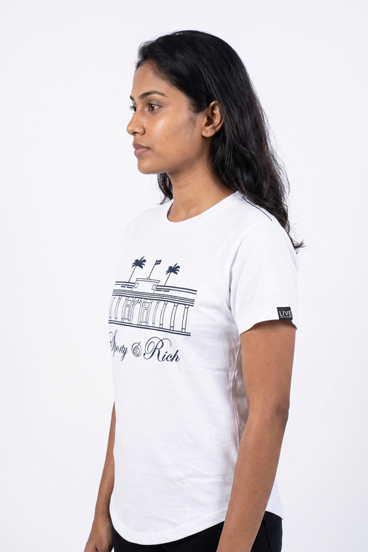 Women's White Crew Neck Short Sleeve Top