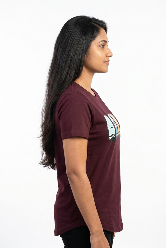 Women's Red Geometric Short Sleeve Top