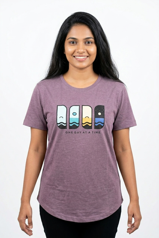 Women's Purple Crew Neck Short Sleeve Top