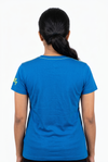 Women's Blue Crew Neck Short Sleeve T-Shirt