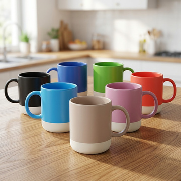 Insulated Wide-Lip Ceramic Mug in Jewel-Tone Colors