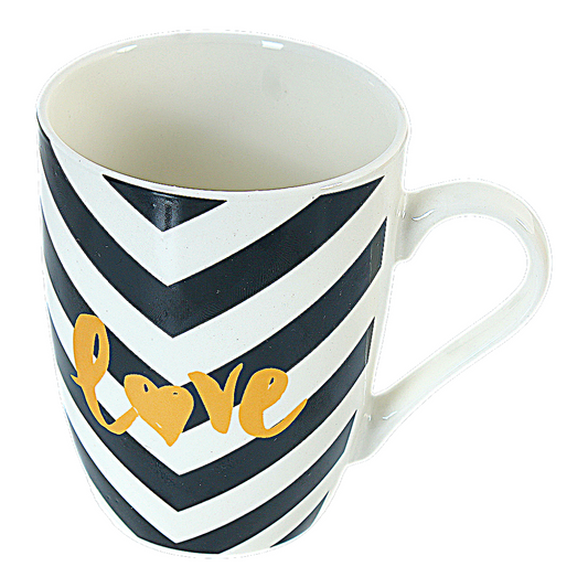Bold Print Dark Ceramic Coffee Mug