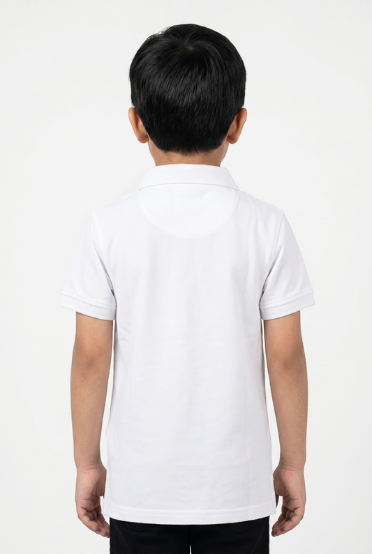 Boys White Crew Neck T-Shirt — Short Sleeve Kids Essential