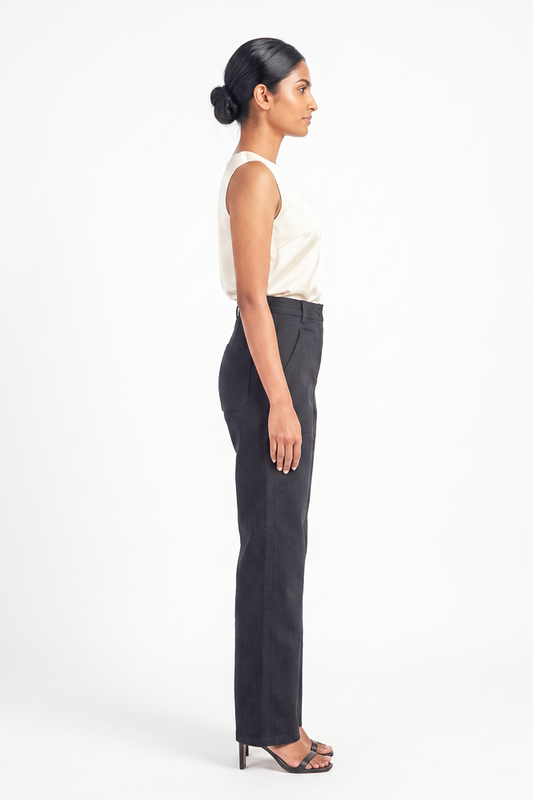 Girls Straight Leg Trousers in Black