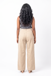 Women's Cream High-Waist Wide-Leg Trousers