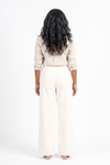 Women's Cream High-Waist Wide-Leg Trousers
