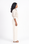 Women's Cream High-Waist Wide-Leg Trousers