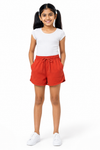 Girls' orange drawstring casual shorts