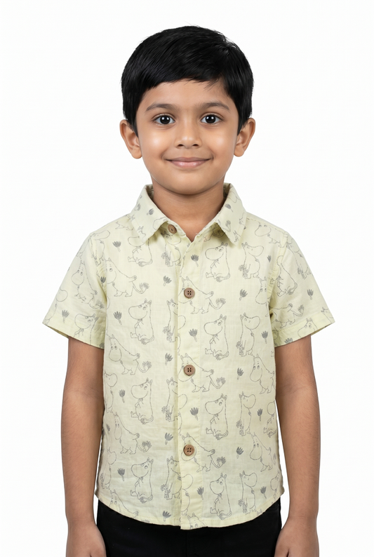 Yellow 5 boys' printed short-sleeve button-up shirt