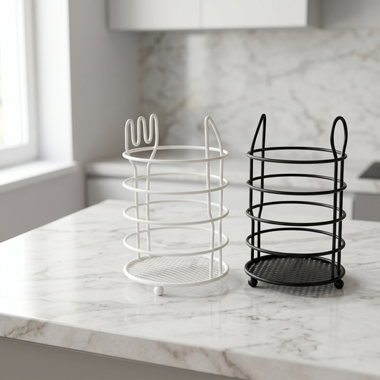Available designs of round wire kitchen utensil holder