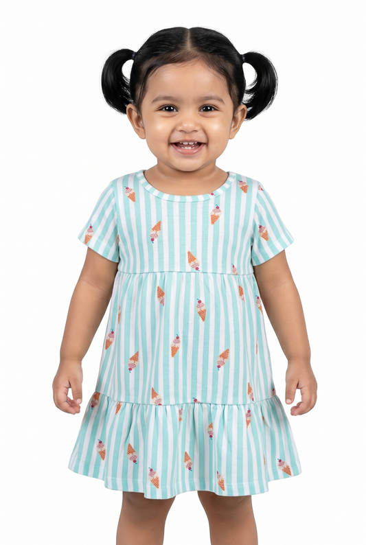 5 toddler girls' striped tiered dress