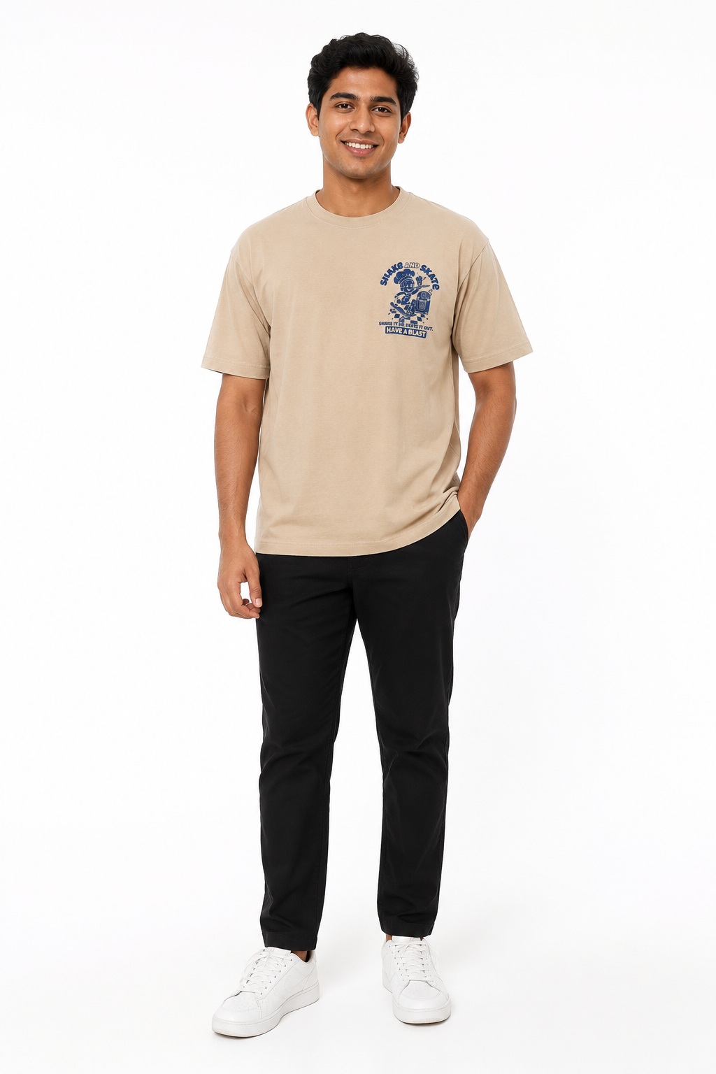 Men's khaki pink white and olive T-shirt - view 3