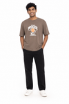 Men's khaki light blue and white T-shirt - view 2