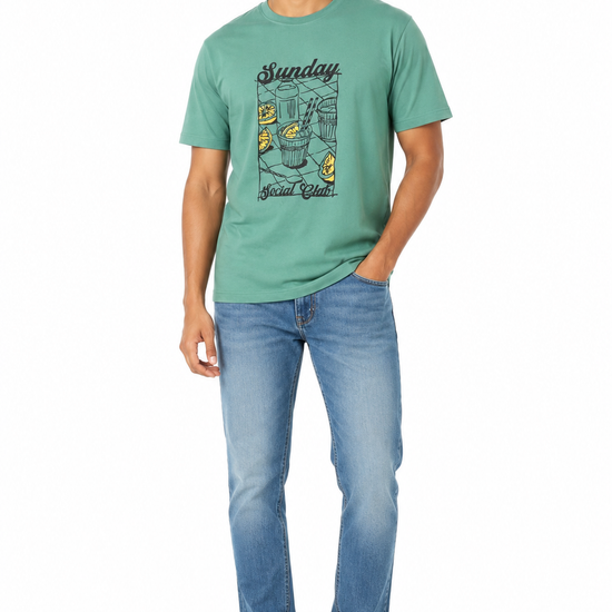 Men's green khaki and white T-shirt - view 1