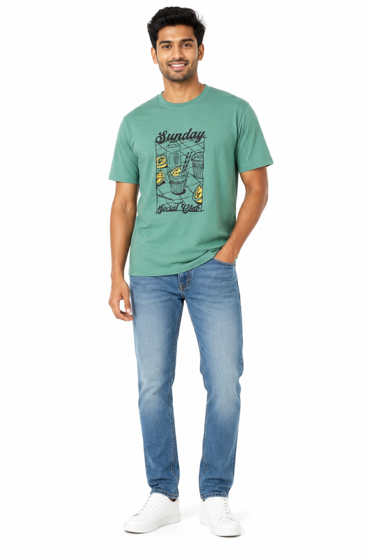 Men's green khaki and white T-shirt - view 1