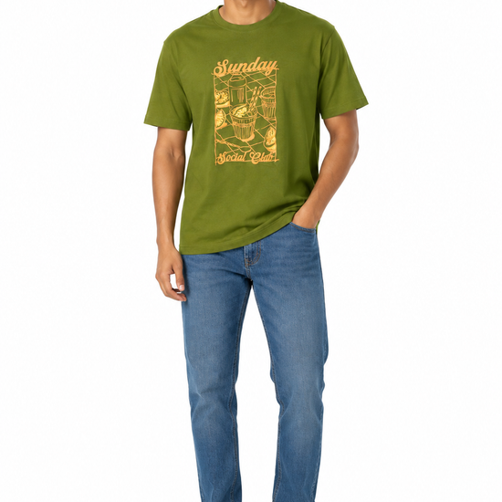 Men's green khaki and white T-shirt - view 3