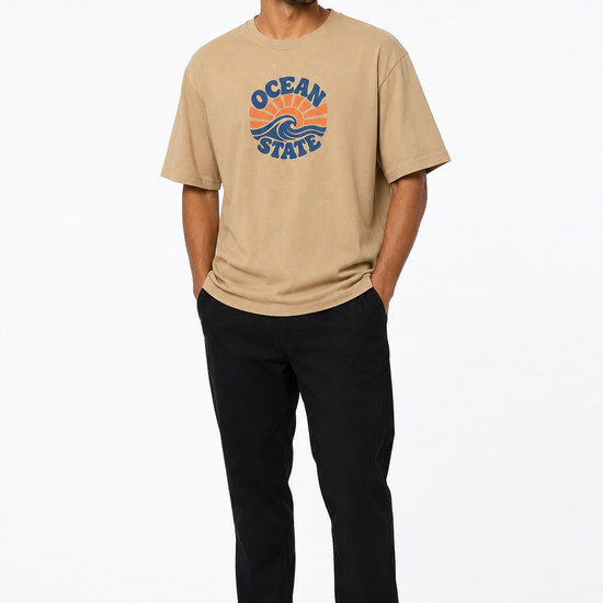 Men's beige blue green and khaki T-shirt - view 1