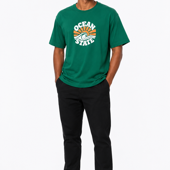Men's beige blue green and khaki T-shirt - view 3